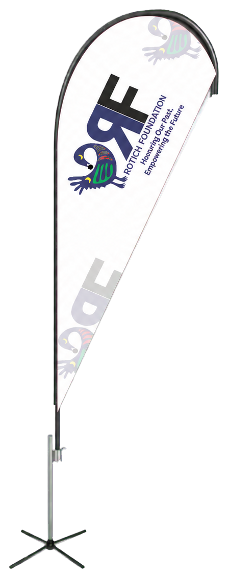 Rotich Foundation field flag standing on its base